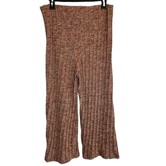 Zara Womens Size XLarge‎ Cropped Ribbed Wide Leg Knit Pants - Picture 5 of 7